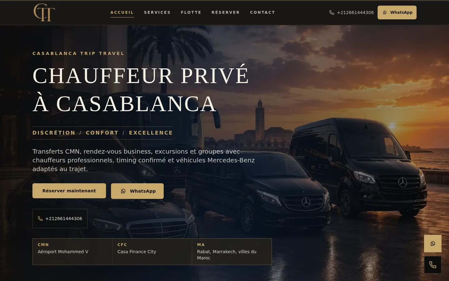 Page d'accueil du site Casablanca Trip Travel